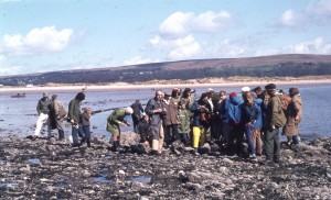 Joint group of Cardiff Extramurals and Glamorgan Trust round Tony Nelson Smith, Oxwich Bay, 27/4/1969