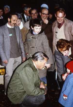 Sir David Attenborough chats with a youngster while Dr Mary Gillham watches on. Picture by Cliff Woodhead