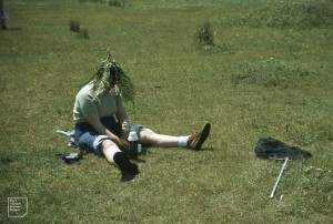Mairead keeping cool, Whiteford, June 1981